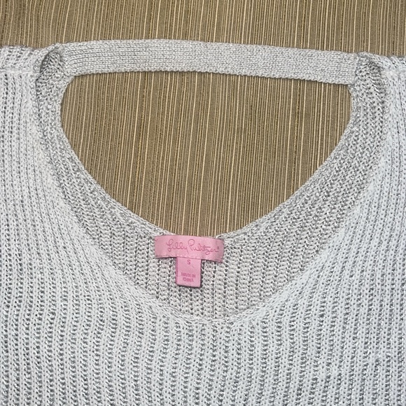 Lilly Pulitzer top no sleeve knit style white grey top shirt size small - Picture 2 of 13